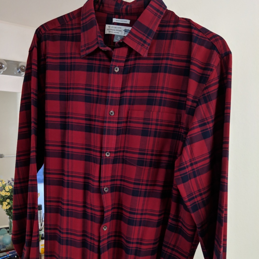 OLD NAVY | Slim Fit Oxford Long Sleeve | Red